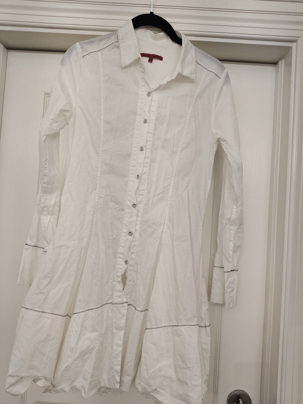 Marithe Francois Girbaud White Longline Button-Down Shirt